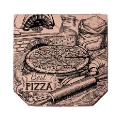 Krabica na pizzu z vlnitej lepenky 33 x 33 x 3 cm [100 ks]  H.T.-  BEST BLACK PIZZA